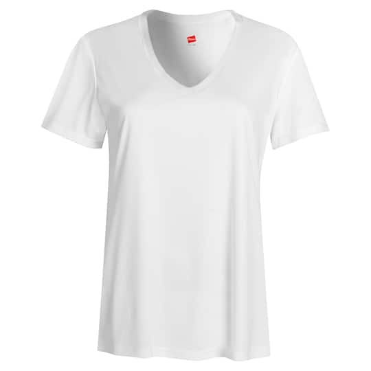 Hanes Sport CoolDri V-Neck Ladies T-Shirt in White | 3XL | Michaels®